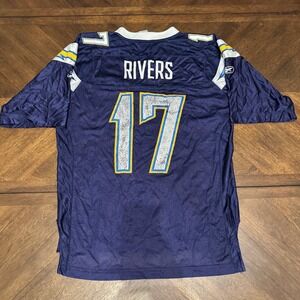 Reebok Philip Rivers San Diego Chargers Jersey Mens Medium Navy Blue NFL 17 |G1